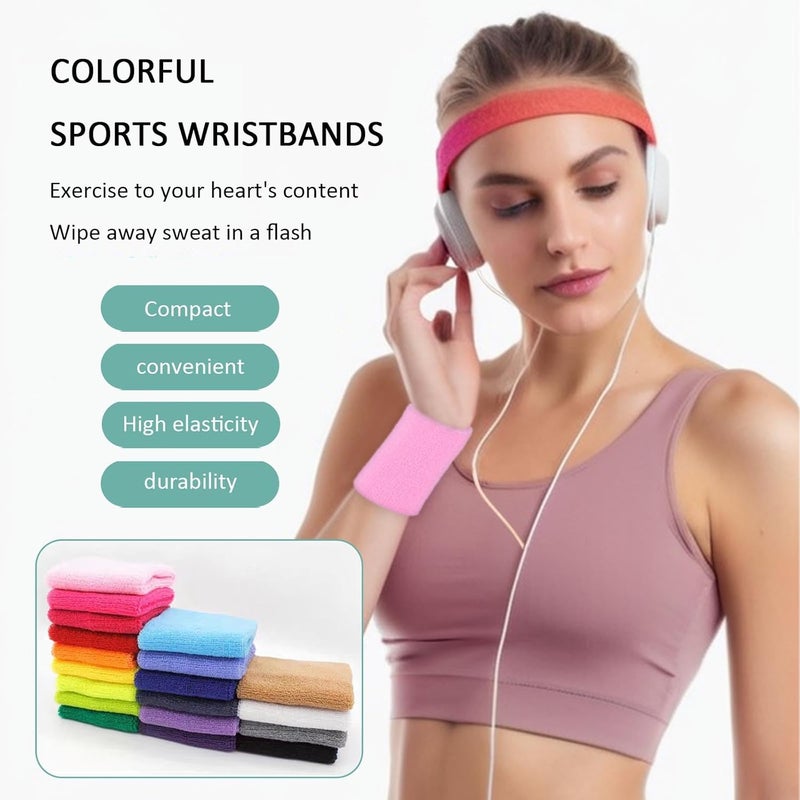 Fecawd Wristbands Sweatbands for Men & Women, Breathable Tennis Wrist Bands Absorbent Sweat Band Multiuse Wristband for Basketball, Running, Gym, Working Out - Image 5